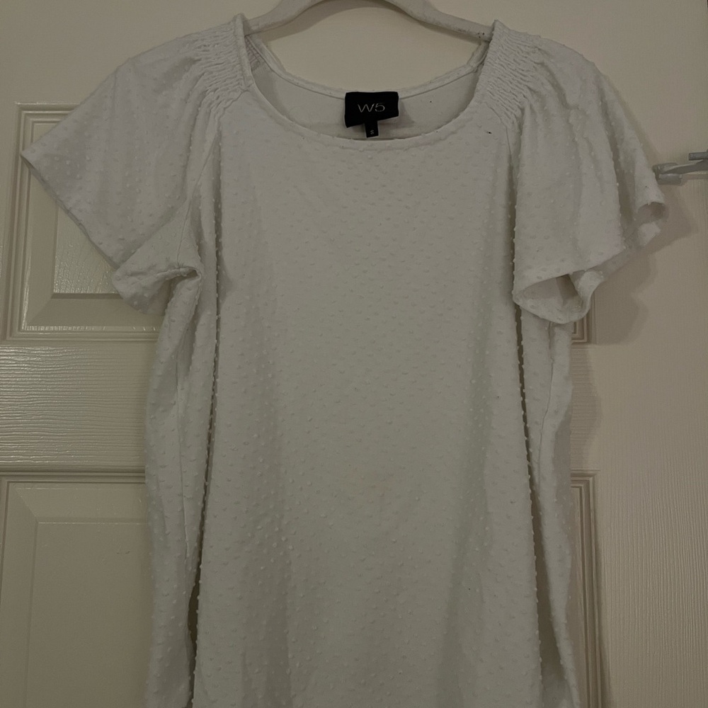 W5 White Textured Blouse